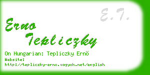 erno tepliczky business card